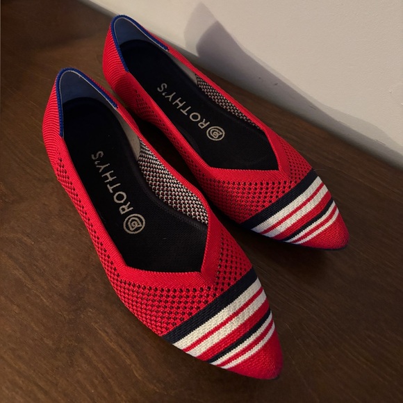 Rothy's Shoes - Rothy’s the Point Flat Cherry Red Stripe Retired Size 8.5